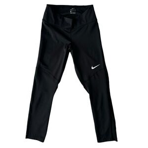 NIKE WOMENS DRI-FIT BLACK  MID-RISE 7/8 MESH-PANELLED LEGGINGS IN SIZE US S